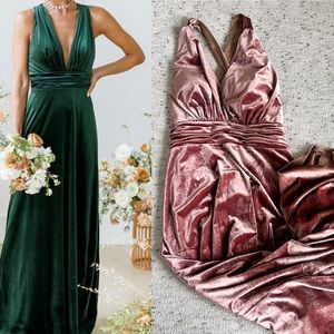 Revelry Dylan velvet bridesmaid dress